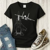 F15 Eagle Line Art Military Jet Fighter Women's T-Shirt thumb 3