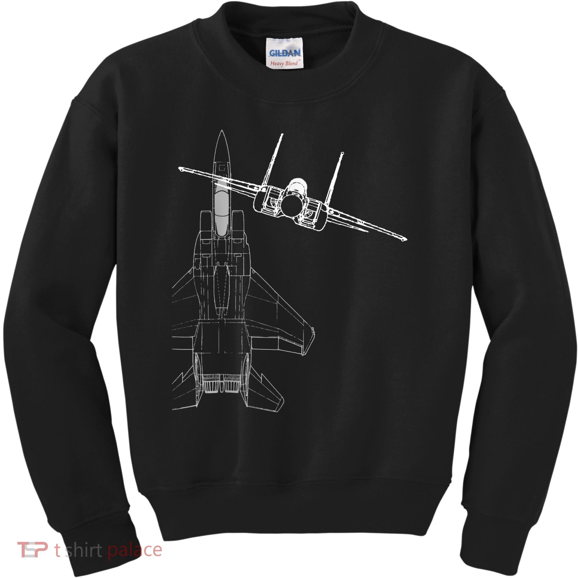 F15 Eagle Line Art Military Jet Fighter Kids Sweatshirt