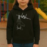 F15 Eagle Line Art Military Jet Fighter Kids Hoodie thumb 3