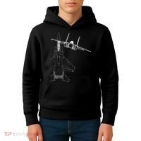 F15 Eagle Line Art Military Jet Fighter Kids Hoodie thumb 4