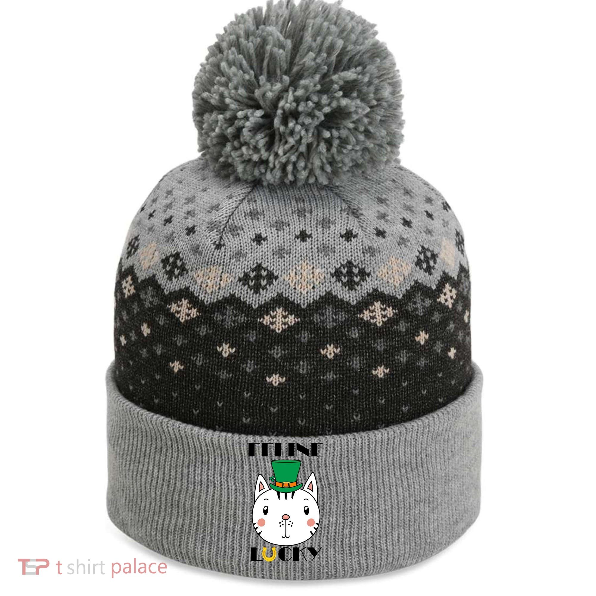 Feline Lucky Cat St Patricks Day The Baniff Cuffed Pom Beanie