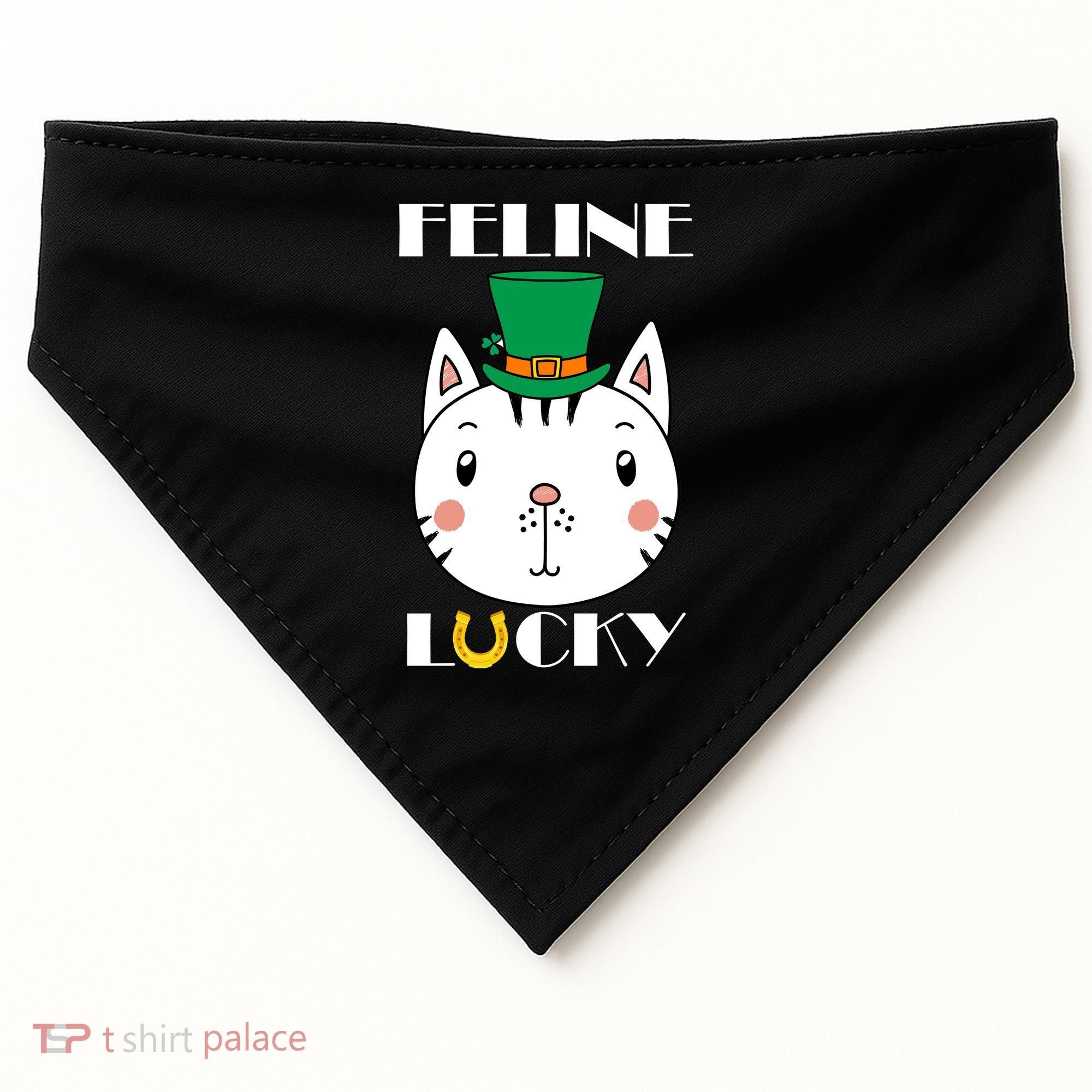 Feline Lucky Cat St Patricks Day USA-Made Doggie Bandana