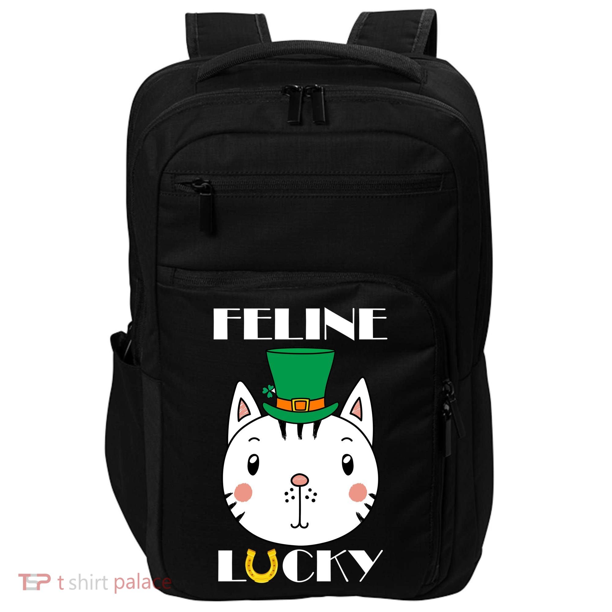 Feline Lucky Cat St Patricks Day Impact Tech Backpack