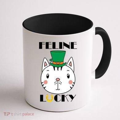 Feline Lucky Cat St Patricks Day Coffee Mug back