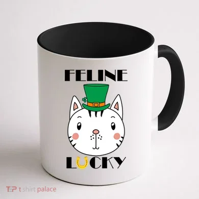 Feline Lucky Cat St Patricks Day Coffee Mug back