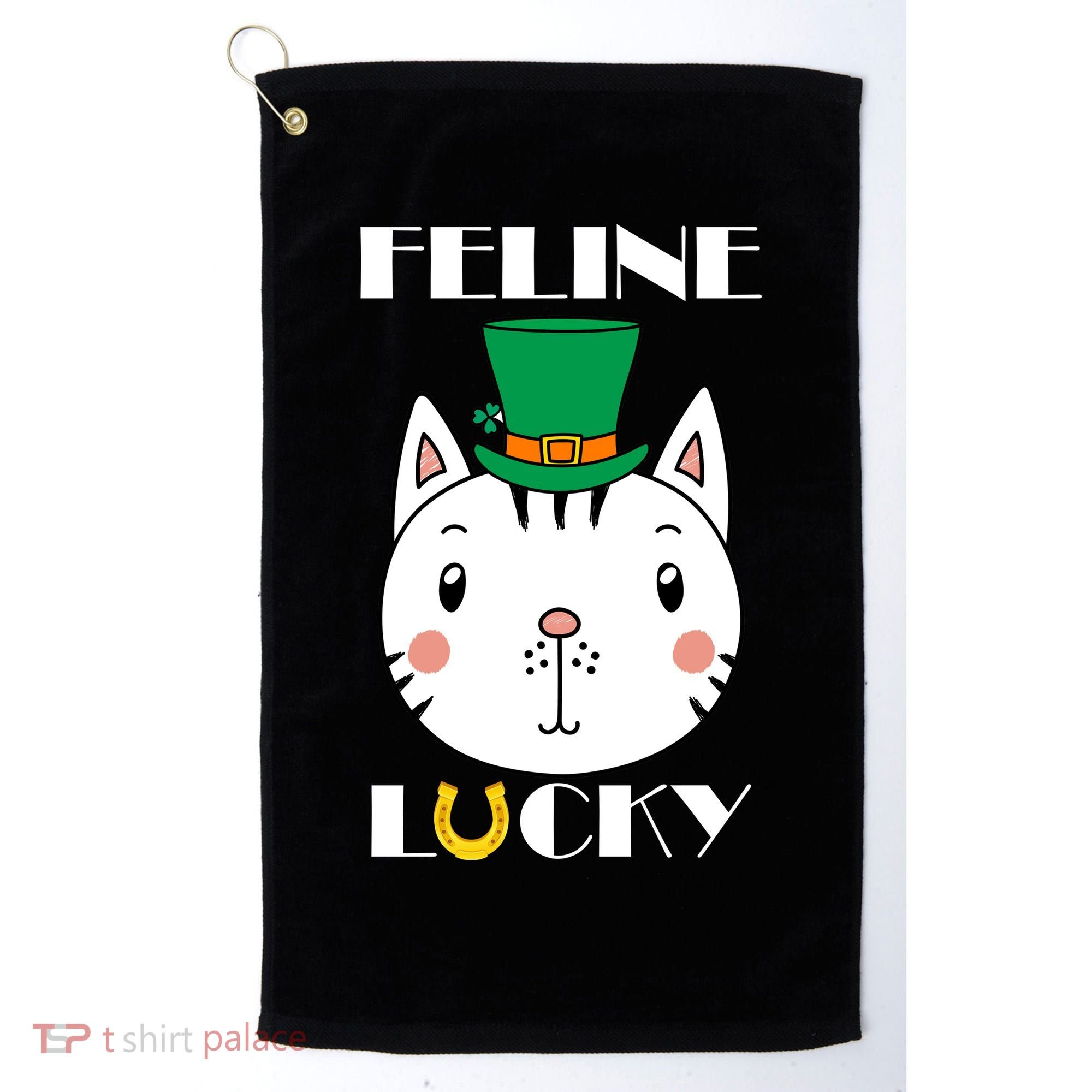 Feline Lucky Cat St Patricks Day Golf Towel