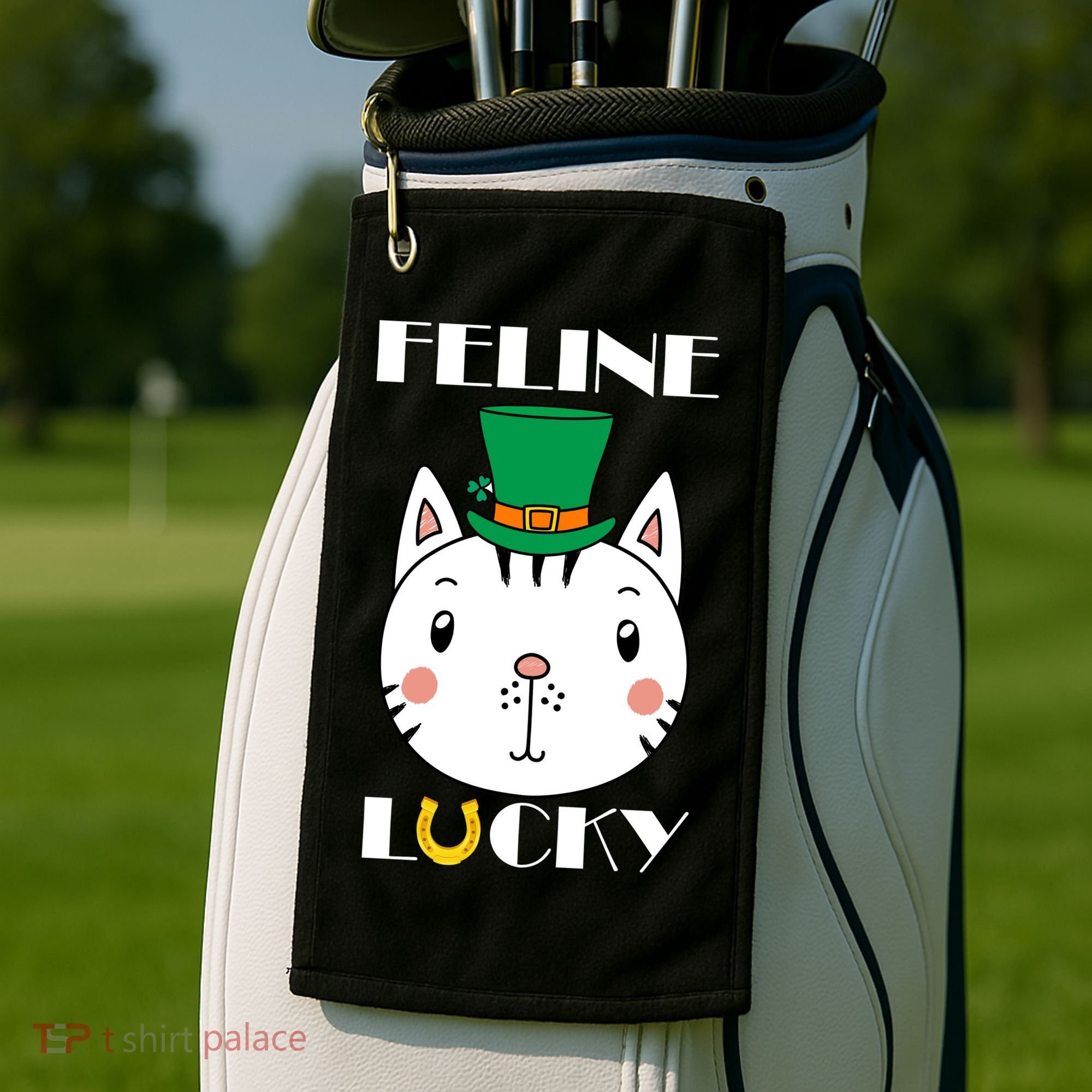 Feline Lucky Cat St Patricks Day Golf Towel