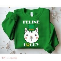 Feline Lucky Cat St Patricks Day Sweatshirt thumb 2