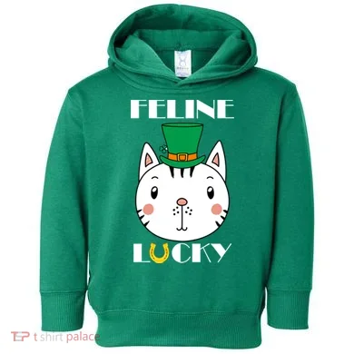 Feline Lucky Cat St Patricks Day Toddler Hoodie