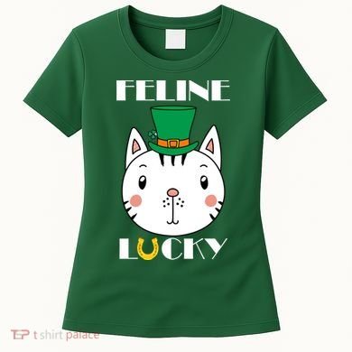 Feline Lucky Cat St Patricks Day Women's T-Shirt