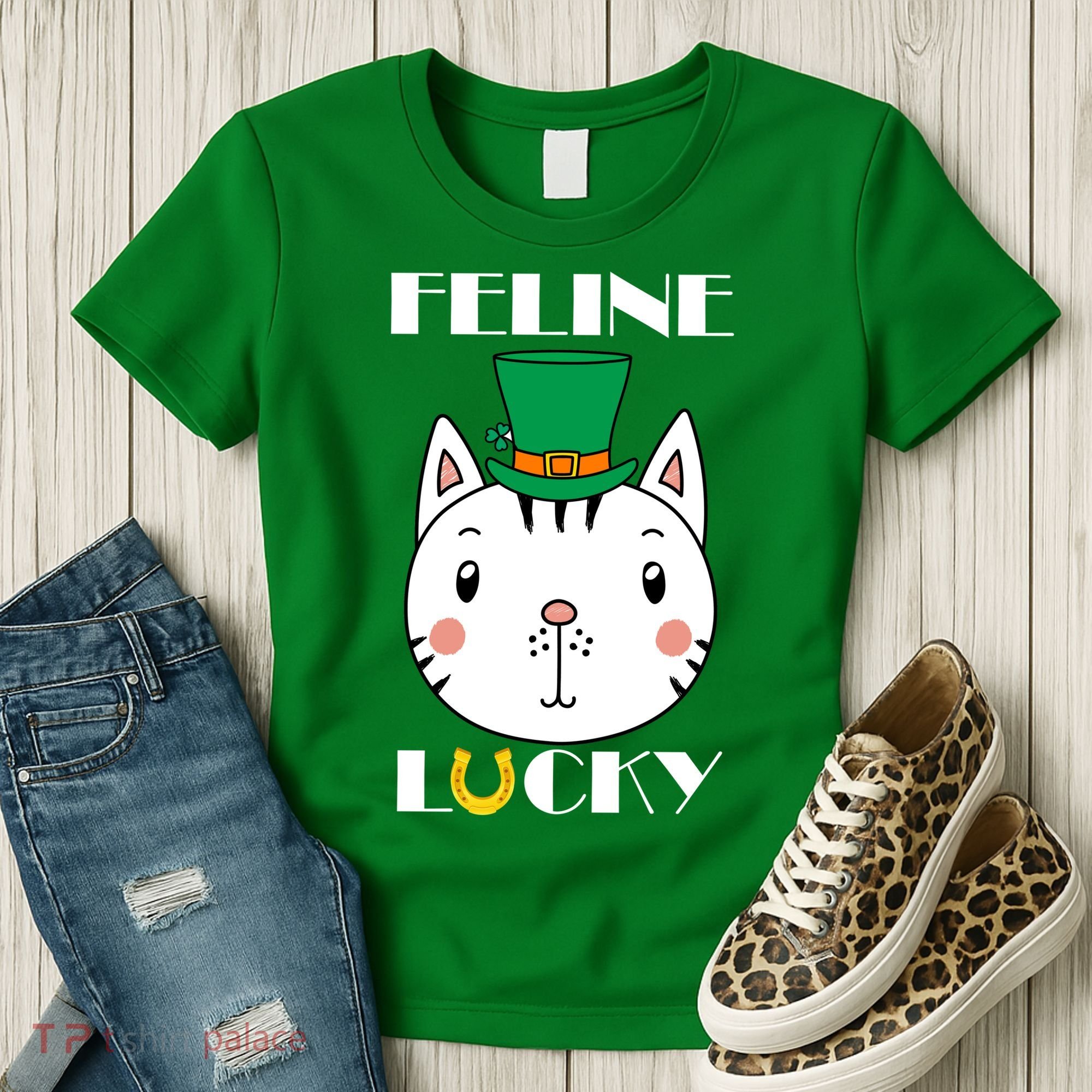 Feline Lucky Cat St Patricks Day Women's T-Shirt