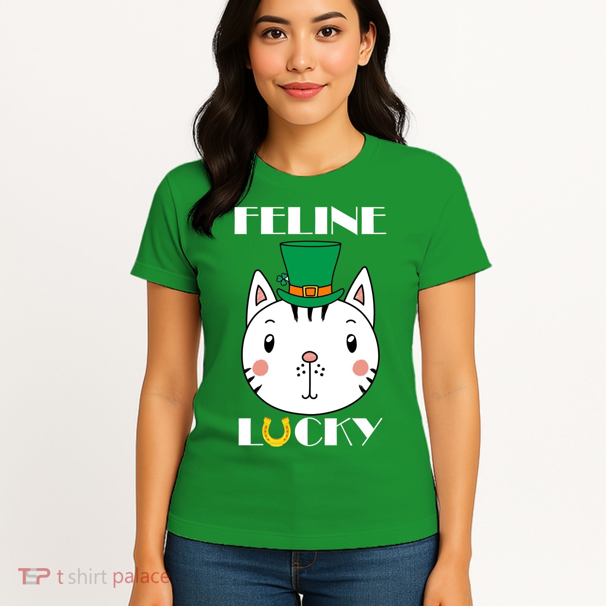 Feline Lucky Cat St Patricks Day Women's T-Shirt