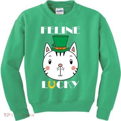Feline Lucky Cat St Patricks Day Kids Sweatshirt