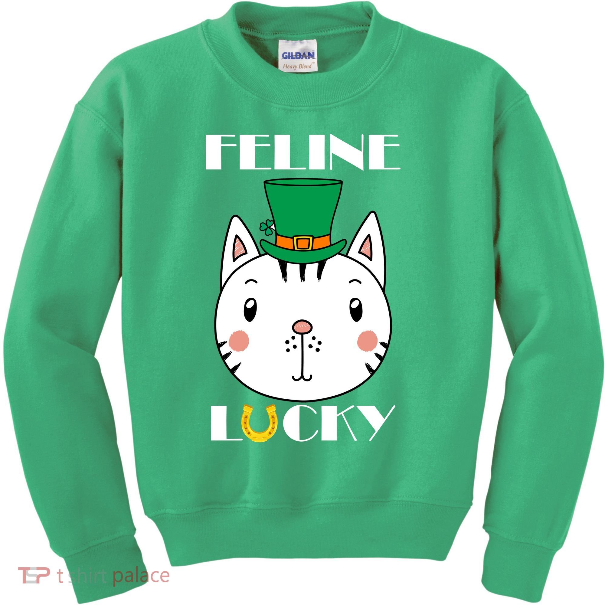 Feline Lucky Cat St Patricks Day Kids Sweatshirt