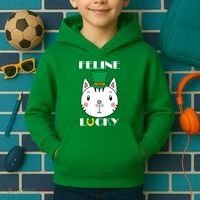 Feline Lucky Cat St Patricks Day Kids Hoodie thumb 2