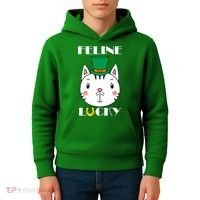 Feline Lucky Cat St Patricks Day Kids Hoodie thumb 4