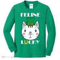 Feline Lucky Cat St Patricks Day Kids Long Sleeve Shirt thumb 0