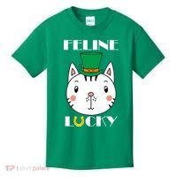 Feline Lucky Cat St Patricks Day Kids T-Shirt thumb 0