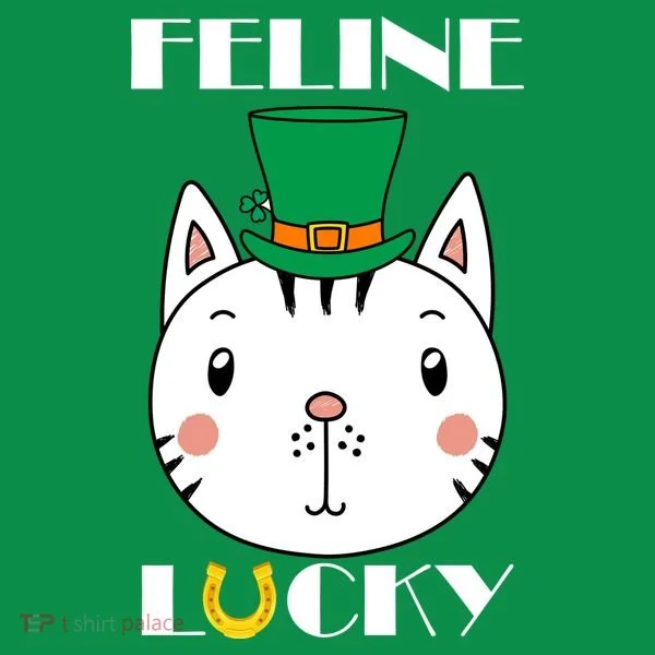 Feline Lucky Cat St Patricks Day Kids T-Shirt