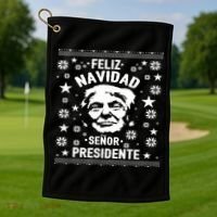 Feliz Navidad Senor President Donald Trump Golf Towel thumb 1