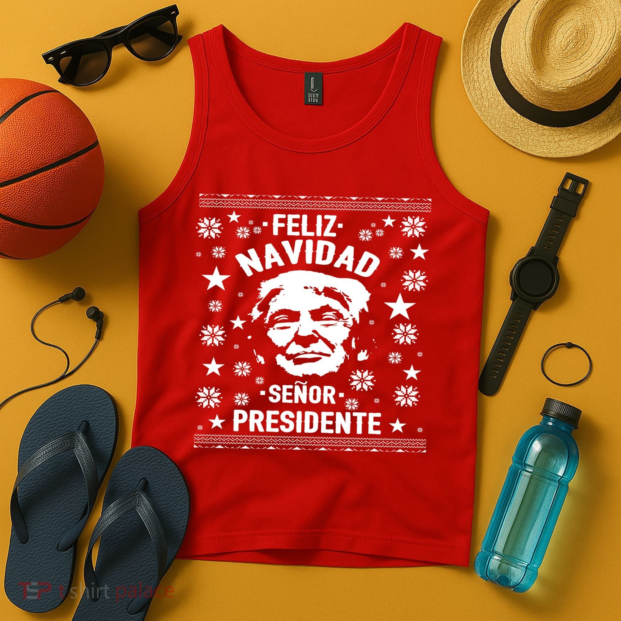 Feliz Navidad Senor President Donald Trump Tank Top