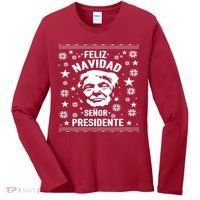 Feliz Navidad Senor President Donald Trump Women's Long Sleeve Shirt thumb 0