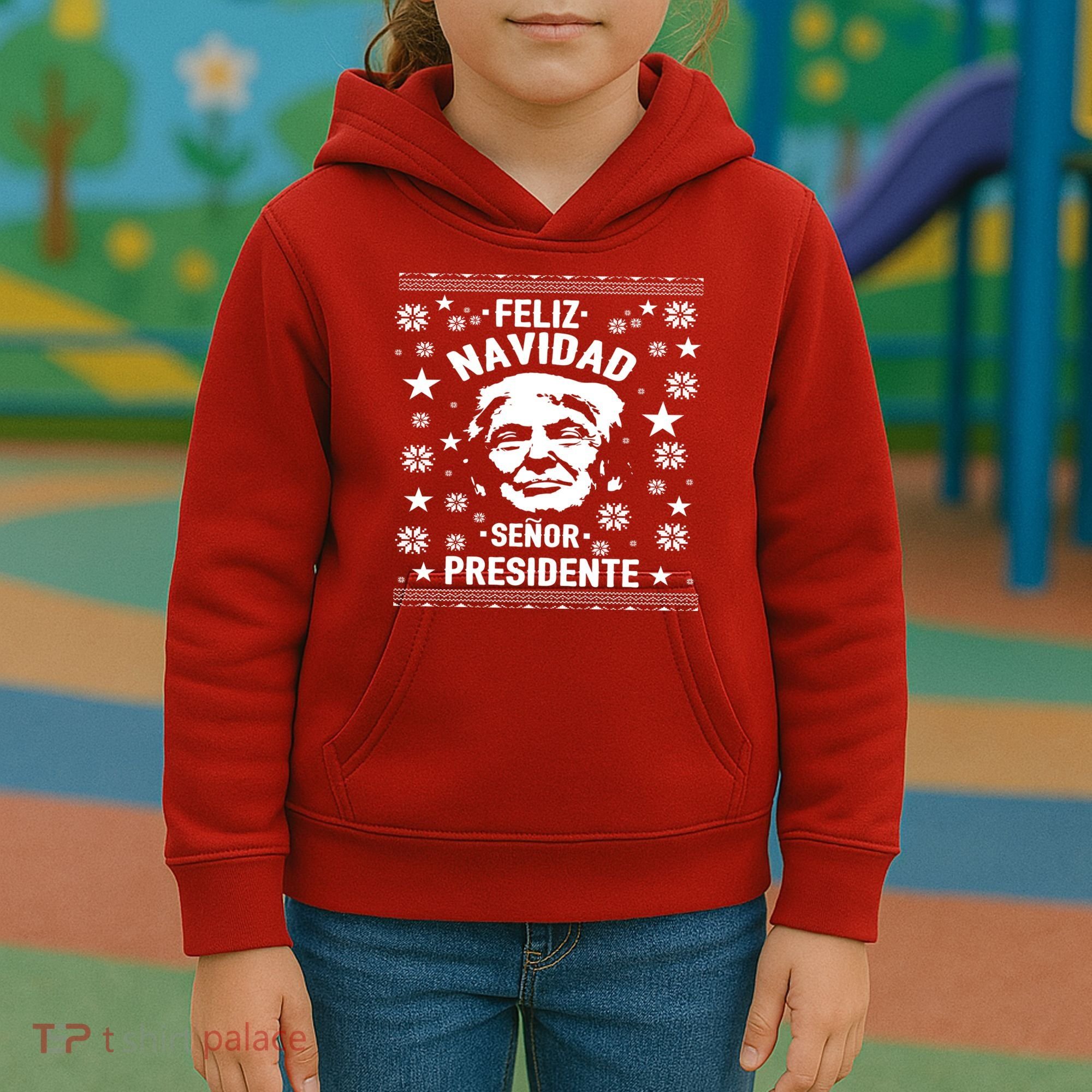 Feliz Navidad Senor President Donald Trump Kids Hoodie