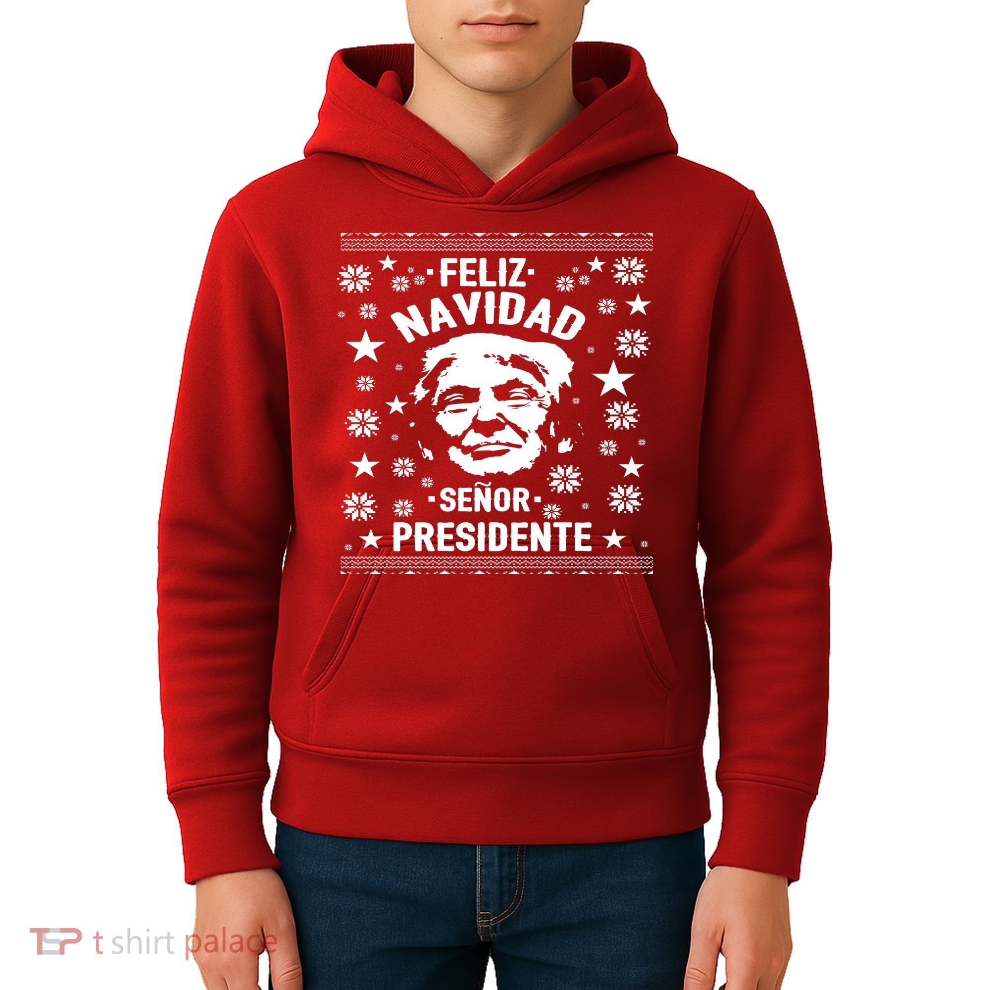 Feliz Navidad Senor President Donald Trump Kids Hoodie