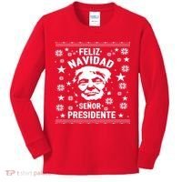 Feliz Navidad Senor President Donald Trump Kids Long Sleeve Shirt thumb 0