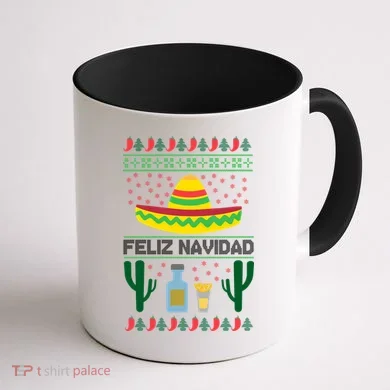 Feliz Navidad Ugly Christmas Coffee Mug back