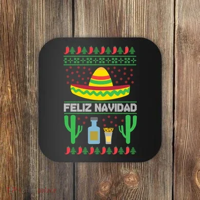 Feliz Navidad Ugly Christmas Coaster
