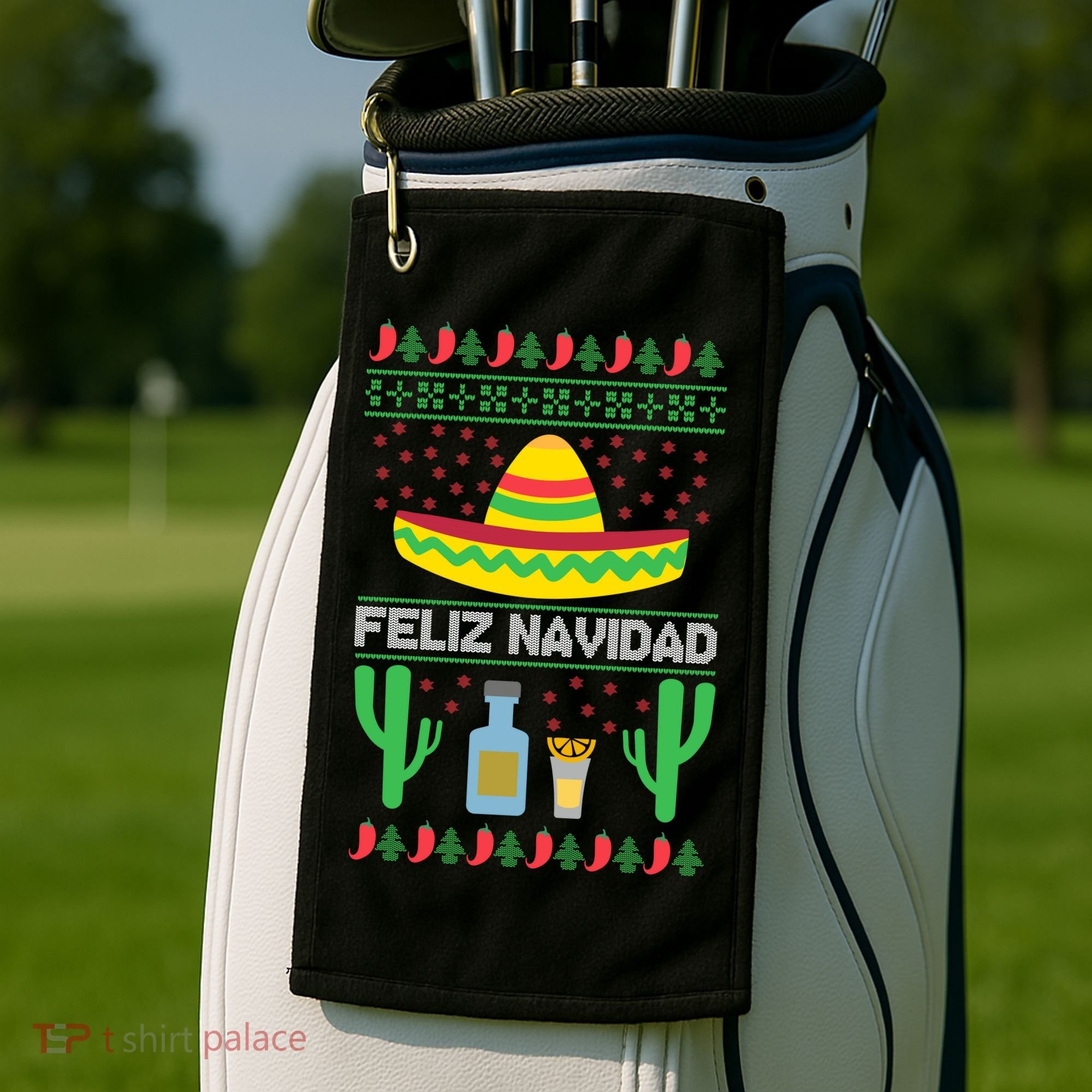 Feliz Navidad Ugly Christmas Golf Towel