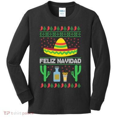 Feliz Navidad Ugly Christmas Kids Long Sleeve Shirt