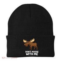 Funny Elk Moose Pun Don't Moose With Me Cute Moose Funny Gift Beanie thumb 0
