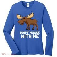 Funny Elk Moose Pun Don't Moose With Me Cute Moose Funny Gift Women's Long Sleeve Shirt thumb 0