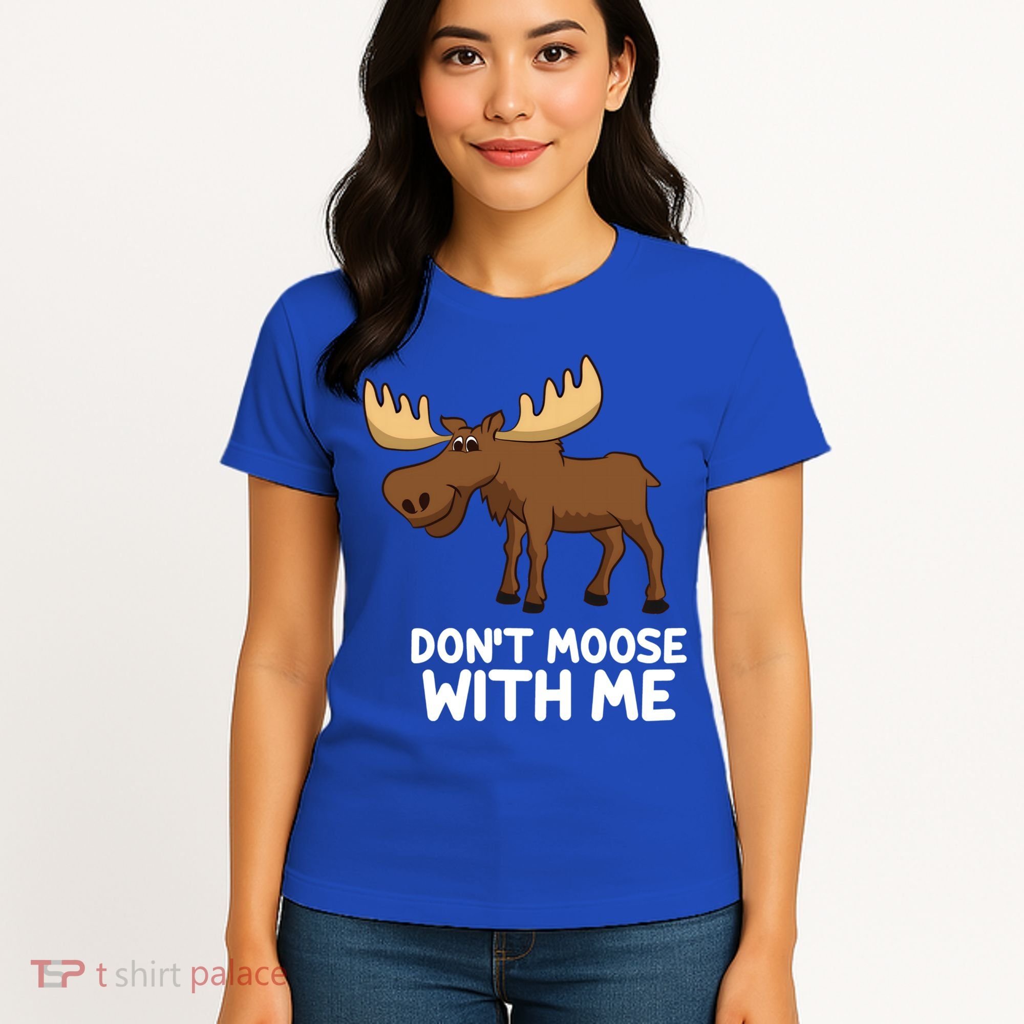 Funny Elk Moose Pun Don't Moose With Me Cute Moose Funny Gift Women's T-Shirt