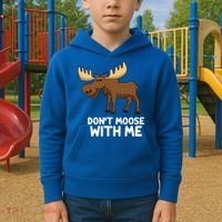 Funny Elk Moose Pun Don't Moose With Me Cute Moose Funny Gift Kids Hoodie thumb 2