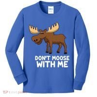 Funny Elk Moose Pun Don't Moose With Me Cute Moose Funny Gift Kids Long Sleeve Shirt thumb 0