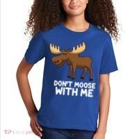 Funny Elk Moose Pun Don't Moose With Me Cute Moose Funny Gift Kids T-Shirt thumb 2
