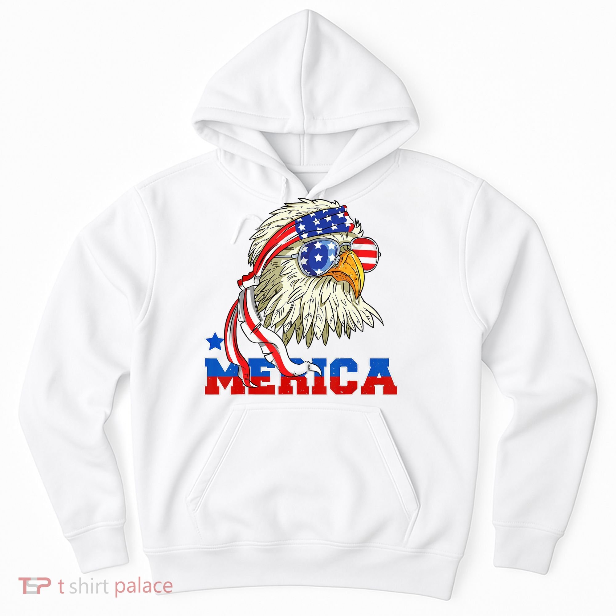 Funny Eagle Mullet Sunglasses Merica 4th Of July USA American Flag Hoodie