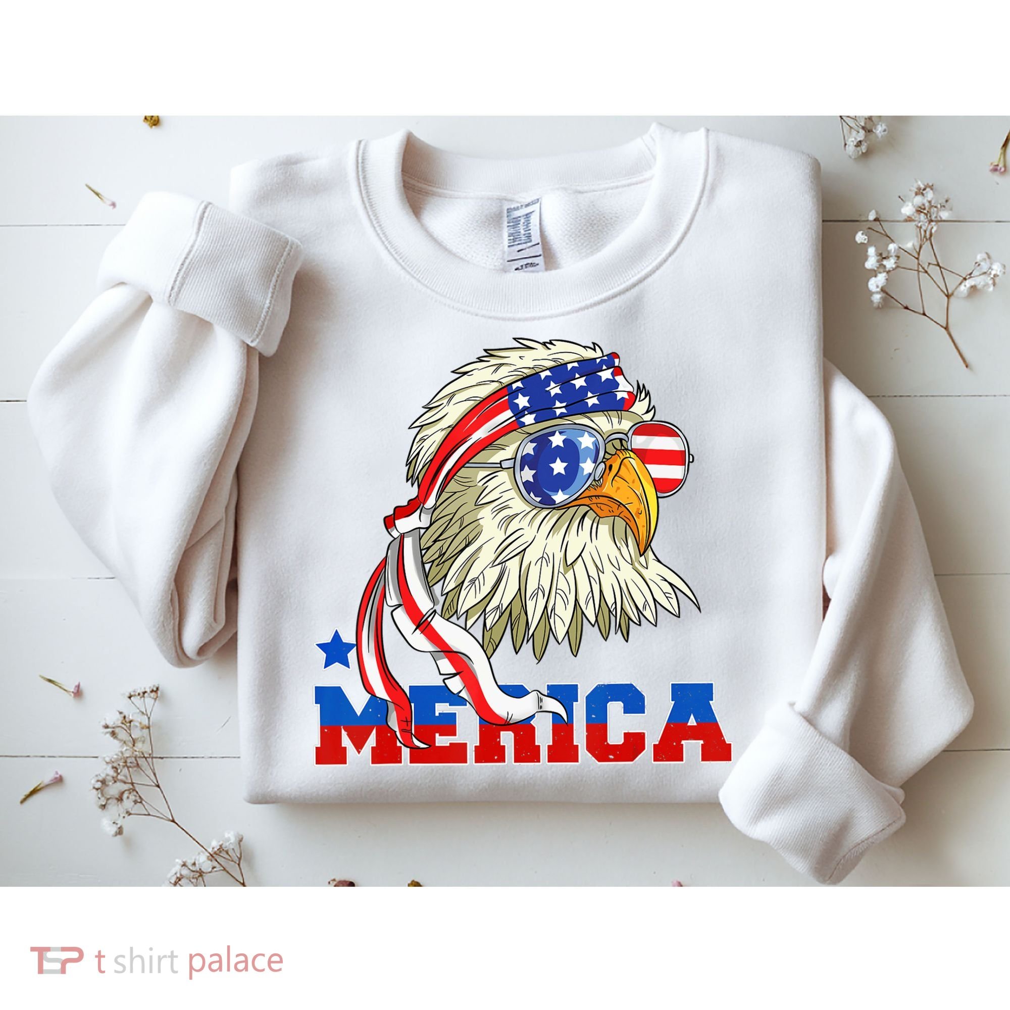 Funny Eagle Mullet Sunglasses Merica 4th Of July USA American Flag Sweatshirt
