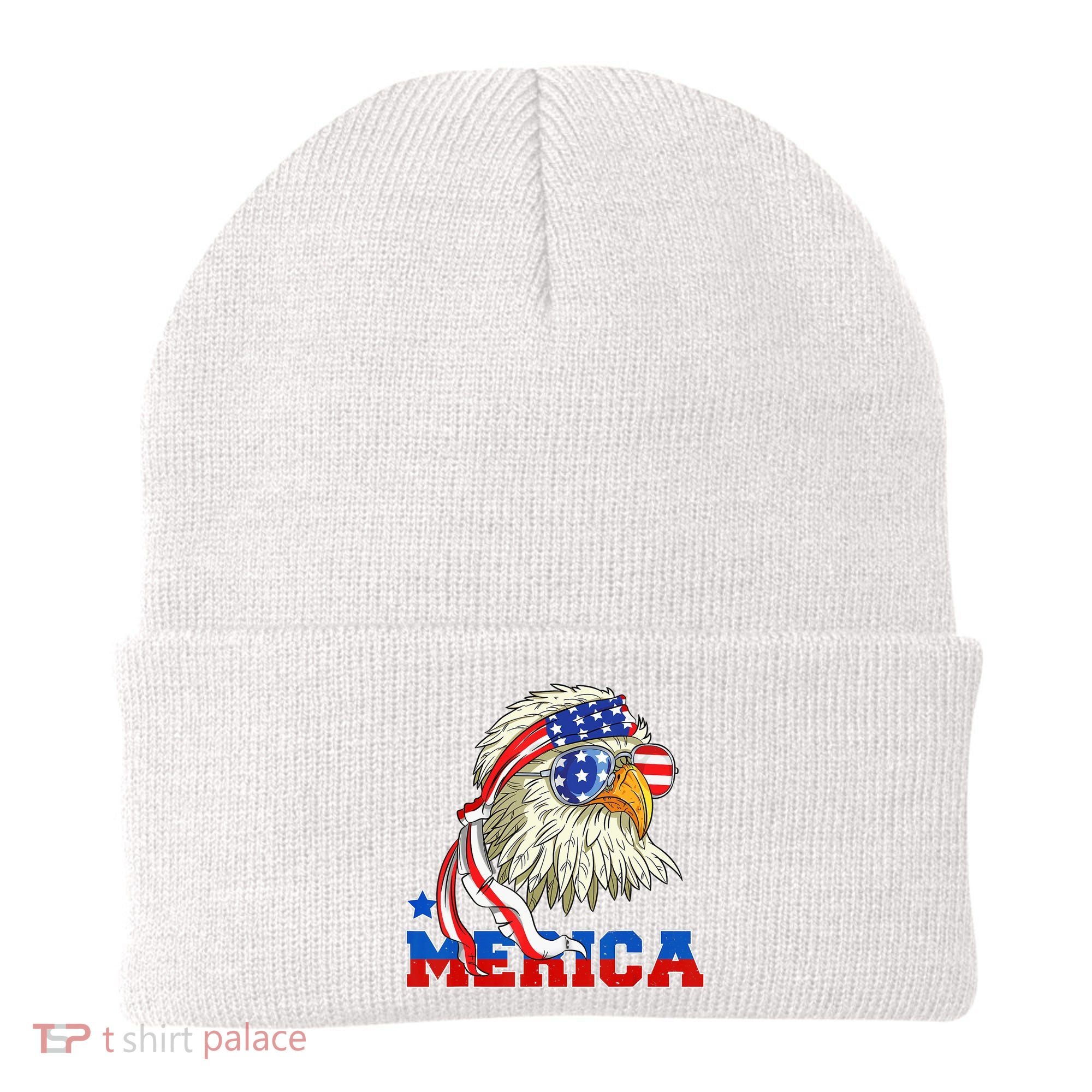 Funny Eagle Mullet Sunglasses Merica 4th Of July USA American Flag Beanie