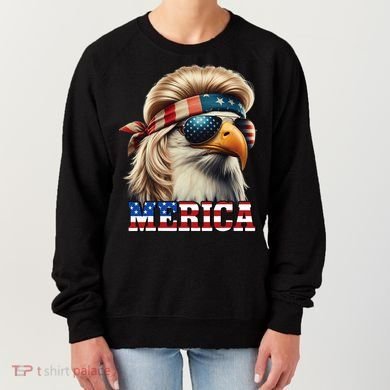 Funny Eagle Merica 4th July Blonde Wig Mullet Funny Man Women's Sweatshirt