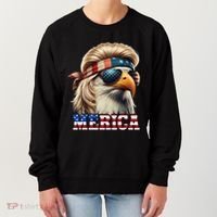 Funny Eagle Merica 4th July Blonde Wig Mullet Funny Man Women's Sweatshirt thumb 0