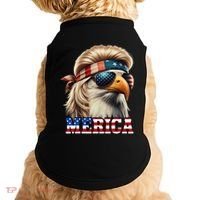Funny Eagle Merica 4th July Blonde Wig Mullet Funny Man Doggie Tank thumb 0