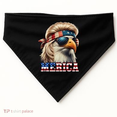 Funny Eagle Merica 4th July Blonde Wig Mullet Funny Man USA-Made Doggie Bandana