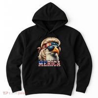 Funny Eagle Merica 4th July Blonde Wig Mullet Funny Man Hoodie thumb 0