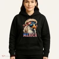 Funny Eagle Merica 4th July Blonde Wig Mullet Funny Man Hoodie thumb 5