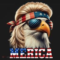 Funny Eagle Merica 4th July Blonde Wig Mullet Funny Man Hoodie thumb 7