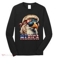 Funny Eagle Merica 4th July Blonde Wig Mullet Funny Man Long Sleeve Shirt thumb 0